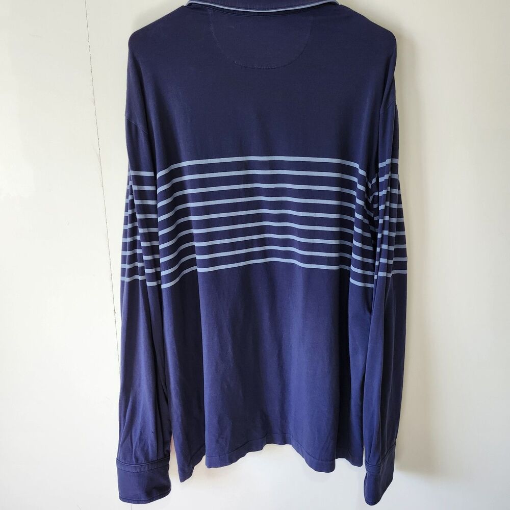Daniel Cremieux Mens XL Long Sleeve Striped Polo Navy Light Blue Pima Cotton - Picture 5 of 10